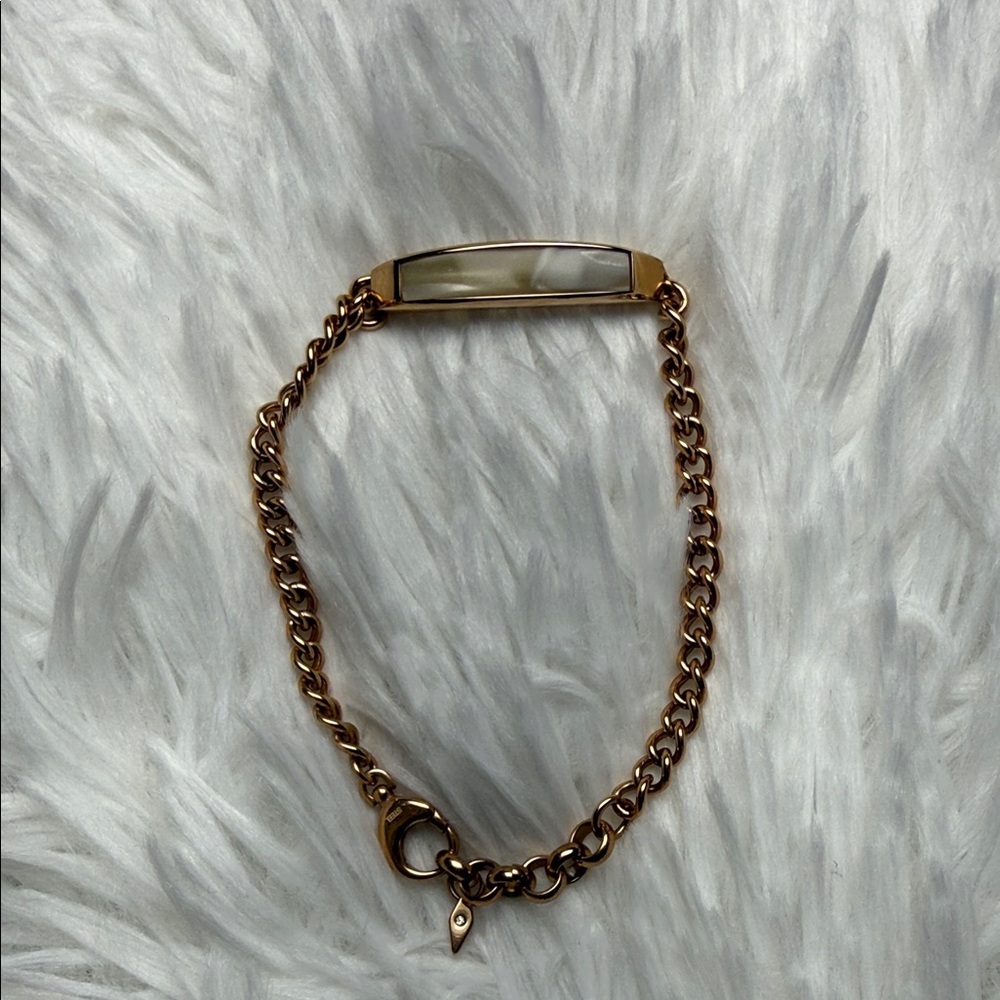 Fossil Rose Gold Chain Bracelet with Mother-of-Pearl Plate